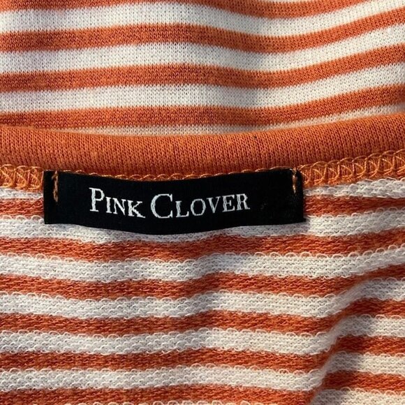 Share Pink Clover Tank Top Striped Side Ruching Summer Boho Beach Stretch L - Picture 3 of 4